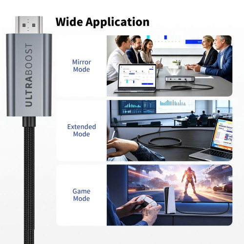 Tech-protect Ultraboost Cable Usb-c To Hdmi 2.1 8k 60hz 300cm Iron Grey, widok 6