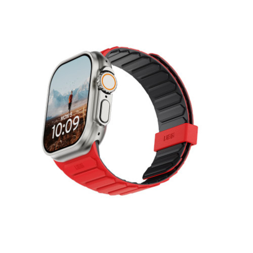 UAG Pathfinder - silikonowy dwustronny pasek magnetyczny do Apple Watch 44mm-49mm (Apple Watch 4-11, SE 1-3, Ultra 1-3) (ash/lava)