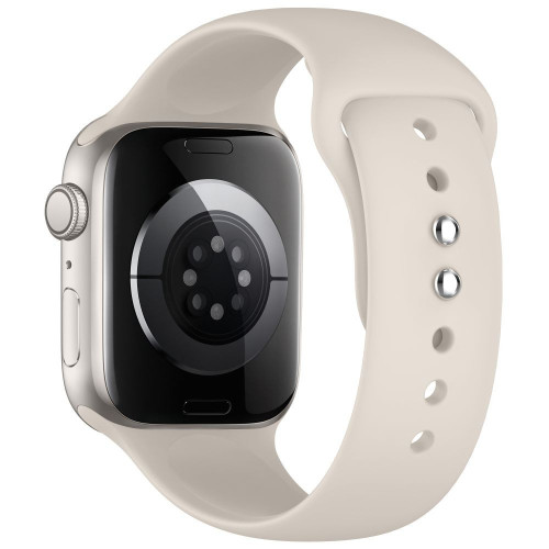 Tech-protect Silicone Apple Watch 8 / 9 / 10 / 11 / 12 / Se / Ultra (44 / 45 / 46 / 49 Mm) Starlight, widok 2