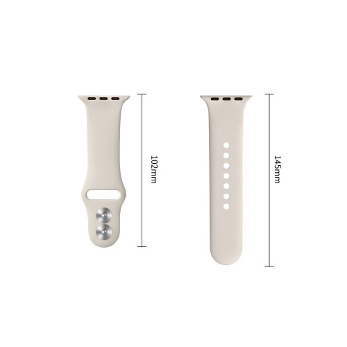 Tech-protect Silicone Apple Watch 8 / 9 / 10 / 11 / 12 / Se / Ultra (44 / 45 / 46 / 49 Mm) Starlight, widok 3
