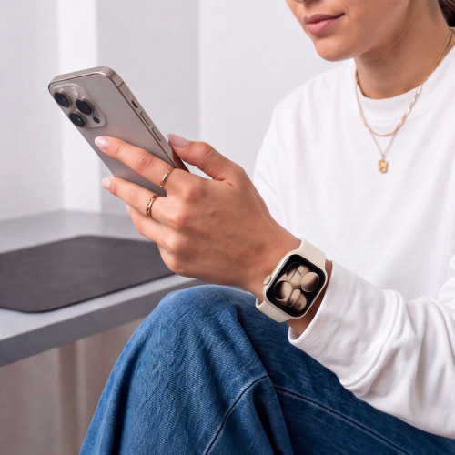 Tech-protect Silicone Apple Watch 8 / 9 / 10 / 11 / 12 / Se / Ultra (44 / 45 / 46 / 49 Mm) Starlight, widok 5