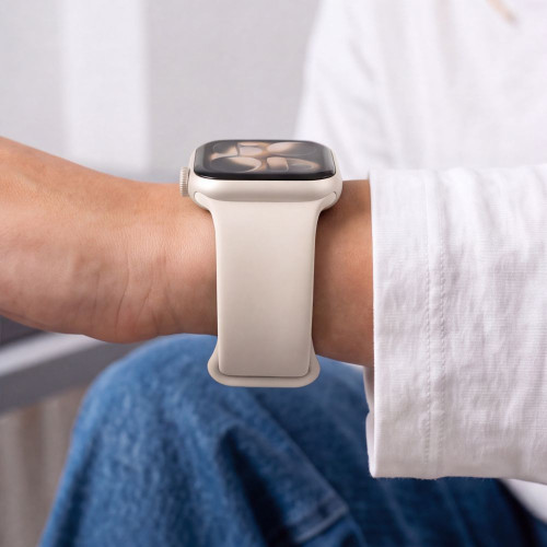 Tech-protect Silicone Apple Watch 8 / 9 / 10 / 11 / 12 / Se / Ultra (44 / 45 / 46 / 49 Mm) Starlight, widok 6