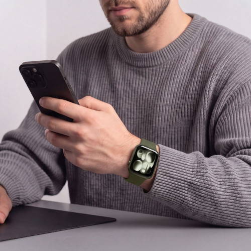 Tech-protect Silicone Apple Watch 8 / 9 / 10 / 11 / 12 / Se / Ultra (44 / 45 / 46 / 49 Mm) Olive Green, widok 4