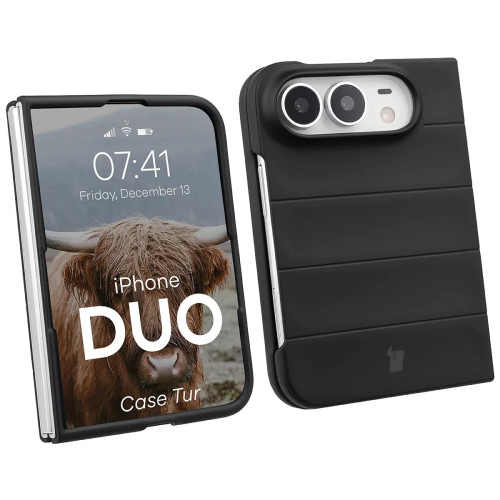 Etui Bizon Case Tur do iPhone'a Duo w kolorze czarnym, przód i tył