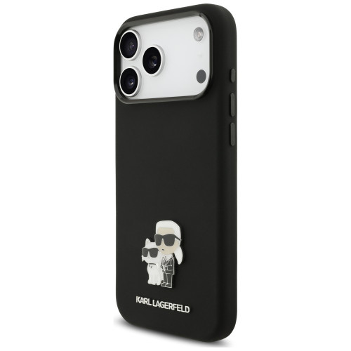 Etui Karl Lagerfeld Silicone Karl&Choupette Metal Pin iPhone 18 Pro Max / 17 Pro Max czarny, pohled 2