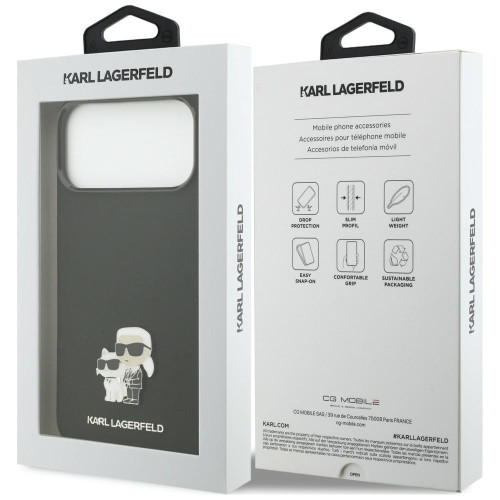 Etui Karl Lagerfeld Silicone Karl&Choupette Metal Pin iPhone 18 Pro Max / 17 Pro Max czarny, pohled 8