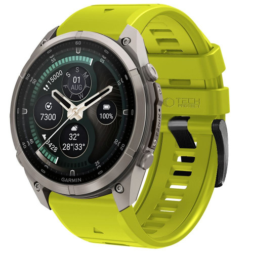 Tech-protect Silicone Garmin Fenix 5 / 6 / 6 Pro / 7 / 8 / 8 Pro / E / 9 / 9 Pro (47 Mm) Volt Lime