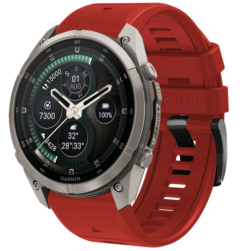 Tech-protect Silicone Garmin Fenix 5 / 6 / 6 Pro / 7 / 8 / 8 Pro / E / 9 / 9 Pro (47 Mm) Crimson Red