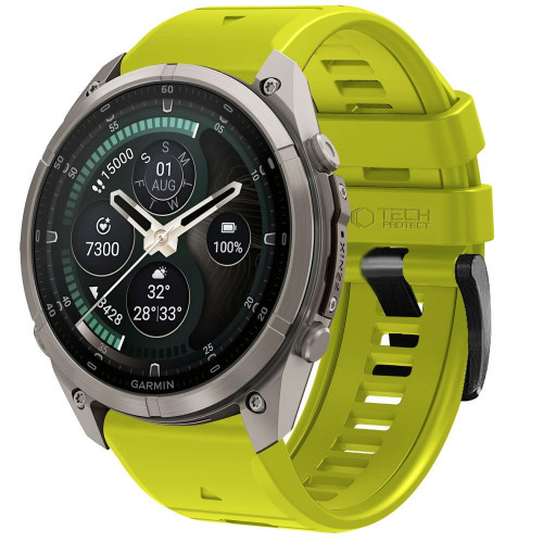 Tech-protect Silicone Garmin Fenix 5 / 6 / 6 Pro / 7 / 8 / 8 Pro / E / 9 / 9 Pro (51 Mm) Volt Lime