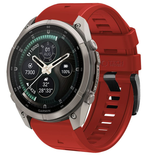 Tech-protect Silicone Garmin Fenix 5 / 6 / 6 Pro / 7 / 8 / 8 Pro / E / 9 / 9 Pro (51 Mm) Crimson Red