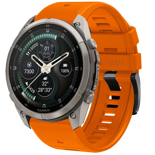 Tech-protect Silicone Garmin Fenix 5 / 6 / 6 Pro / 7 / 8 / 8 Pro / E / 9 / 9 Pro (51 Mm) Signal Orange