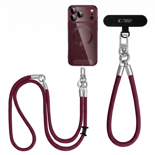 Tech-protect C10s Rope Crossbody & Wrist Burgundy/titanium, Ansicht 2