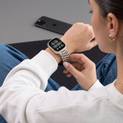 Tech-protect Stainless Apple Watch 8 / 9 / 10 / 11 / 12 / Se / Ultra (44 / 45 / 46 / 49 Mm) Starlight, Ansicht 7