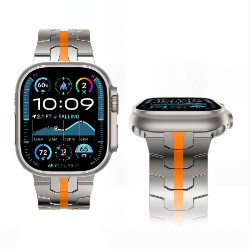 Tech-protect Stainless Apple Watch 8 / 9 / 10 / 11 / 12 / Se / Ultra (44 / 45 / 46 / 49 Mm) Titanium/orange, Ansicht 3