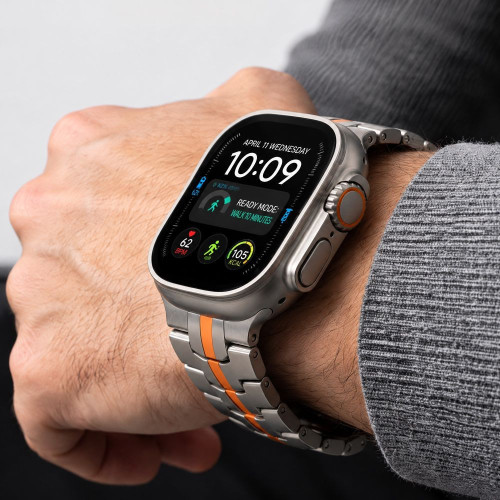 Tech-protect Stainless Apple Watch 8 / 9 / 10 / 11 / 12 / Se / Ultra (44 / 45 / 46 / 49 Mm) Titanium/orange, Ansicht 6