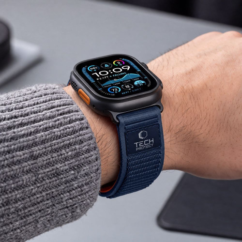 Tech-protect Nylon Elite Apple Watch 8 / 9 / 10 / 11 / 12 / Se / Ultra (44 / 45 / 46 / 49 Mm) Navy/orange, view 7