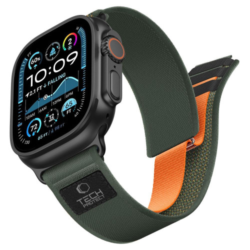 Tech-protect Nylon Elite Apple Watch 8 / 9 / 10 / 11 / 12 / Se / Ultra (44 / 45 / 46 / 49 Mm) Green/orange