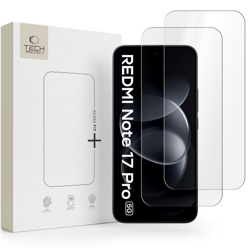 SzkŁo Hartowane Tech-protect Glass Fit+ 2-pack Xiaomi Redmi Note 17 Pro 5g / Pro Max 5g Clear