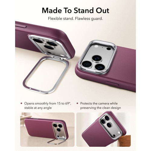 Esr Leather Kickstand Magsafe Iphone 17 Pro Max / 18 Pro Max Deep Burgundy, view 4