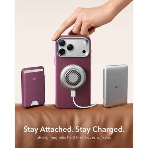 Esr Leather Kickstand Magsafe Iphone 17 Pro Max / 18 Pro Max Deep Burgundy, view 7