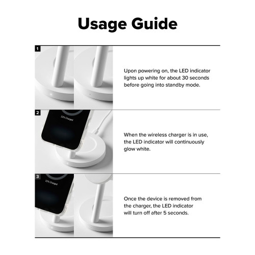 Ringke 3in1 Magnetic Magsafe Wireless Charger 25w Qi2.2 White, pohled 7