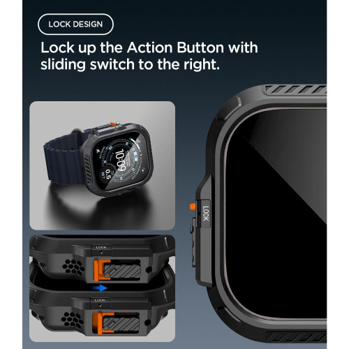 Spigen Lock Fit & Tempered Glass Apple Watch Ultra 1 / 2 /3 / 4 (49 Mm) Matte Black, nézet 7