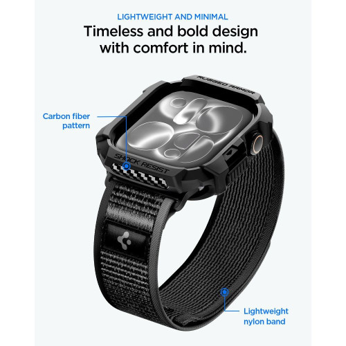 Spigen Athlex Air + Rugged Armor Apple Watch 10 / 11 / 12 (46 Mm) Active Black/grey, nézet 6