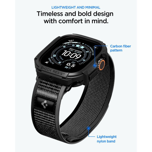 Spigen Athlex Air + Rugged Armor Apple Watch Ultra 1 / 2 / 3 / 4 (49 Mm) Active Black/grey, nézet 6