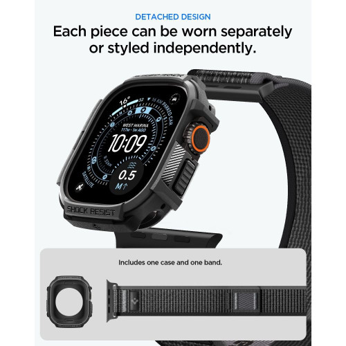 Spigen Athlex Air + Rugged Armor Apple Watch Ultra 1 / 2 / 3 / 4 (49 Mm) Active Black/grey, nézet 8