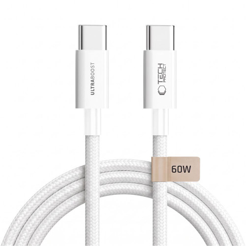 Tech-protect Ultraboost Lite Usb-c Cable Pd 60w / 3a 300cm White