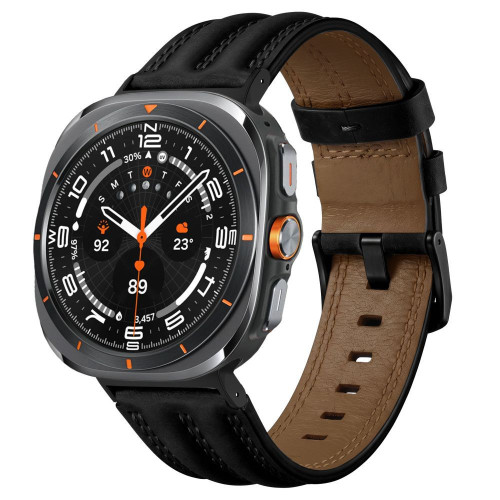 Tech-protect Leatherfit Craft Samsung Galaxy Watch Ultra 1 / 2 2024-2026 (47 Mm) Black, pohled 2