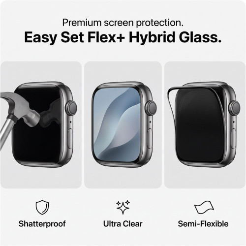 SzkŁo Hybrydowe Tech-protect Easy Set Flex+ 3-pack Apple Watch 12 (42 Mm) Black, pohled 3