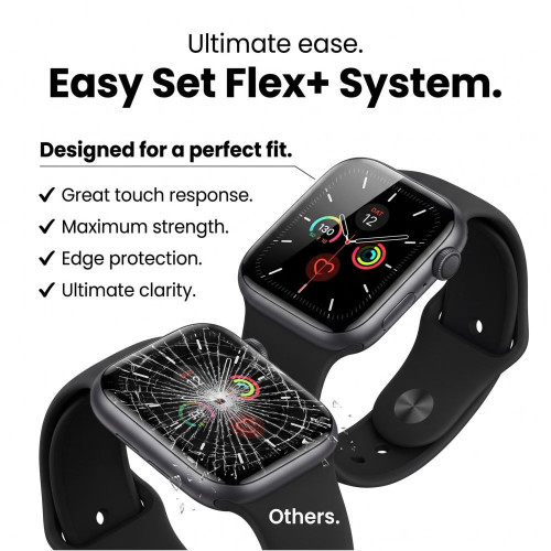 SzkŁo Hybrydowe Tech-protect Easy Set Flex+ 3-pack Apple Watch 12 (42 Mm) Black, pohled 4