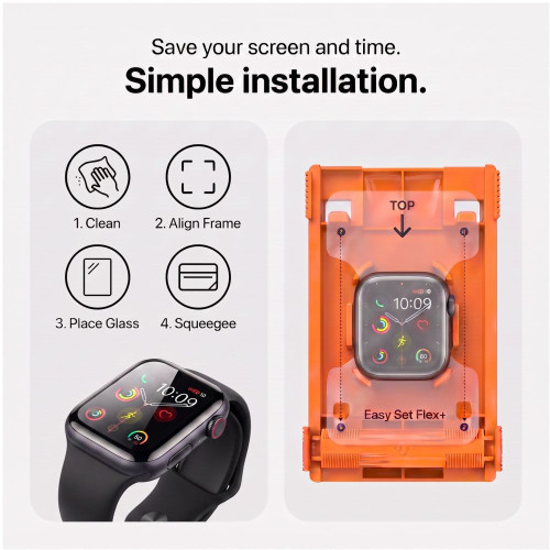 SzkŁo Hybrydowe Tech-protect Easy Set Flex+ 3-pack Apple Watch 12 (42 Mm) Black, pohled 5