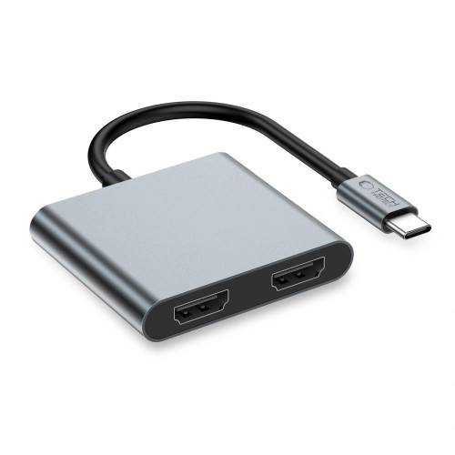 [CR] Adapter Tech-Protect HB08 HUB 4in1 USB-C, USB-A 2.0, 2xHDMI 4K 60Hz Space Grey