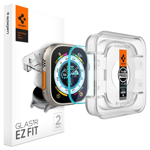 [CR] Edzett üveg Spigen GLAS.tR ez Fit Apple Watch Ultra 1 / 2 / 3 49mm Clear [2 PACK]