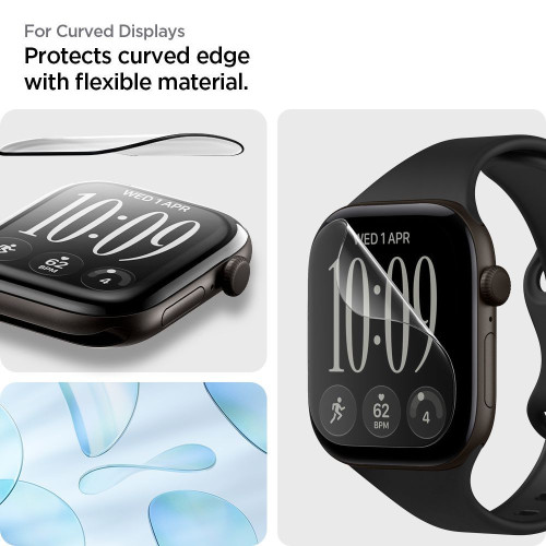 Folia HydroŻelowa Spigen Elite Shield ”ez Fit” 2-pack Apple Watch 12 (46 Mm) Clear, view 7