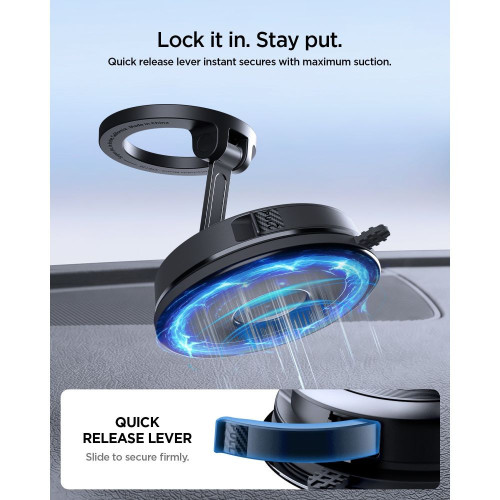 Spigen Stk120 Vacuumlock Magnetic Magsafe Dashboard & Windshield Car Mount Black, widok 7