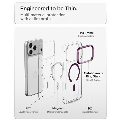 Spigen Ultra Hybrid Optik S Magsafe Iphone 17 Pro Max / 18 Pro Max Clear/burgundy, view 7