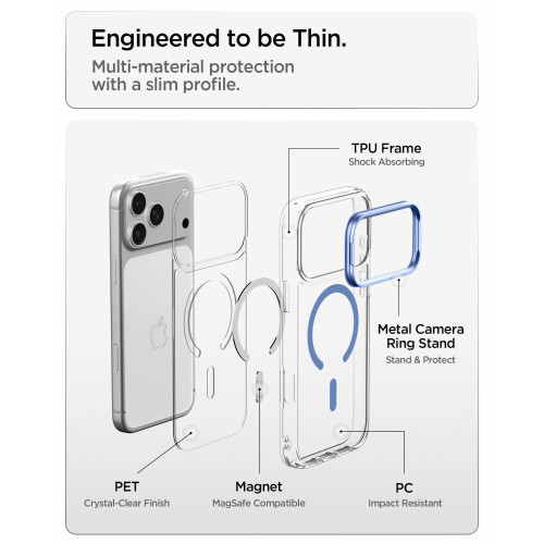 Spigen Ultra Hybrid Optik S Magsafe Iphone 17 Pro / 18 Pro Clear/light Blue, view 7