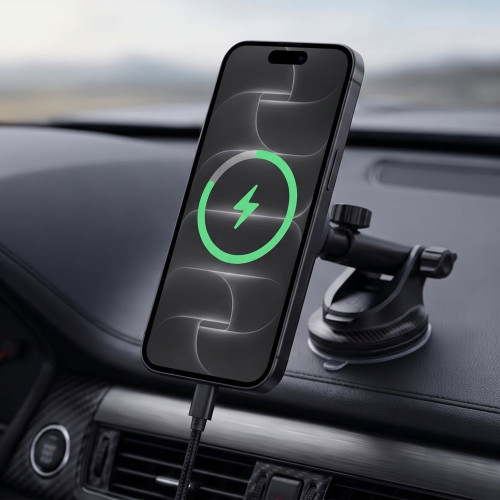 Tech-protect V23 Arcticboost Magnetic Magsafe Dashboard & Vent Car Mount Wireless Charger 25w Qi2.2 Black, widok 8
